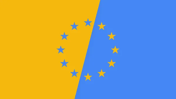 The Flag of the European Union set in Google AdSense’s color scheme.