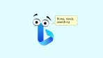 The Bing logo in the cartoon style of Microsoft’s annoying ‘Clippy’ assistant. It says “bleep, bloop, searching … ”