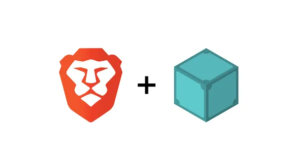 The Brave lion’s head logo plus the IPFS cube logo.