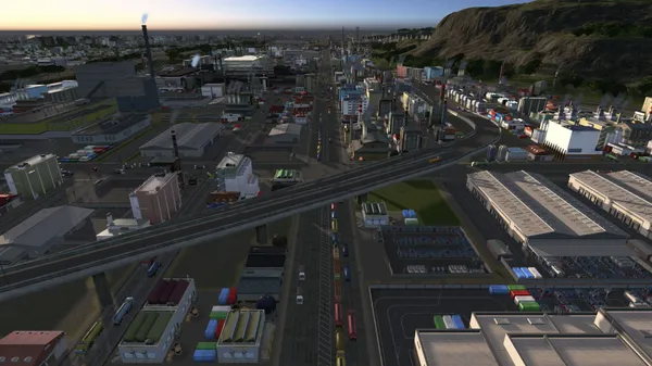 A cityscape screenshot from Cities Skylines: Industries.
