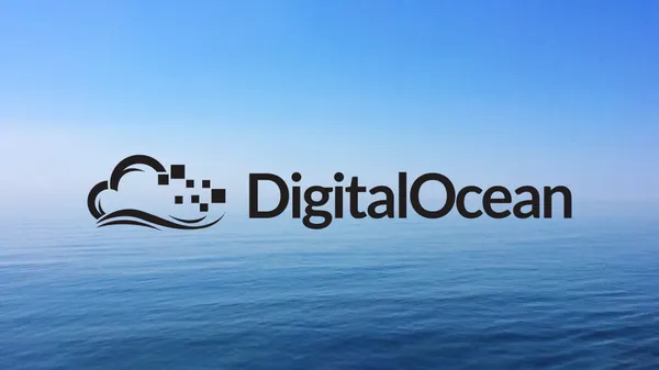 The DigitalOcean logo hovering over a large body of water.