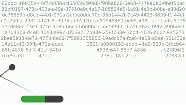A recreation of the game breakout. A small ball rebounds off a download progress bar at the bottom of the screen going up towards a wall of unique identifier strings at the top.