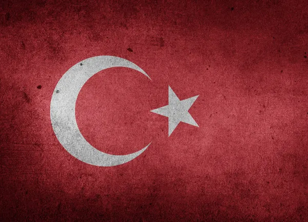 The flag of Turkey painted on concrete.