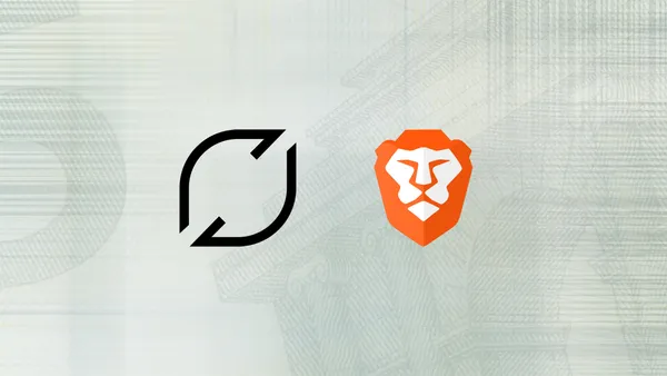 The Flattr logo side-by-side with the Brave logo.