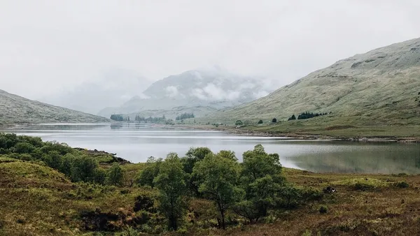 Loch Katrine on a foggy day.