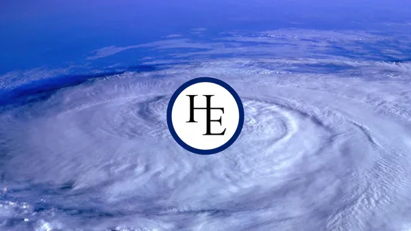 The Hurricane Electric company logo shown as the eye (center) of an actual hurricane.