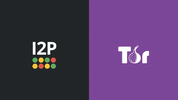 The I2P logo side-by-side with the Tor logo.