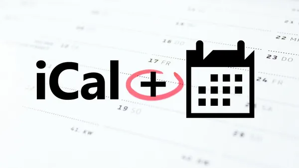 An iCal calendar and the Windows Calendar logo.
