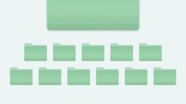 One huge folder icon above eleven smaller folder icons.
