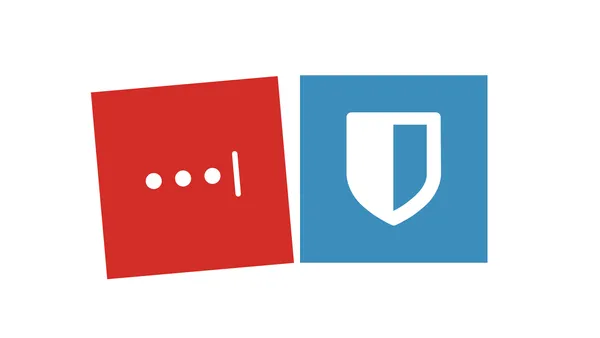 The LastPass logo side-by-side with the Bitwarden logo.