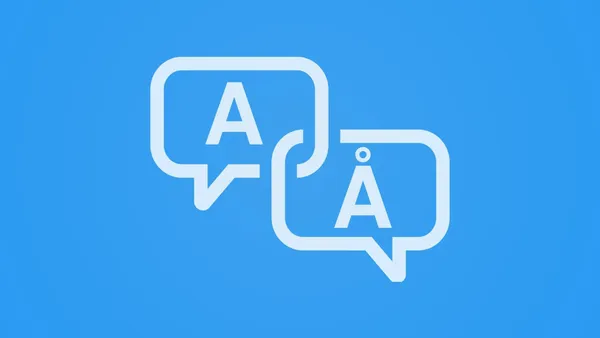Two speech-bubbles next to each other. One contains an “A” character and the other a “Å” (a-ring) character.