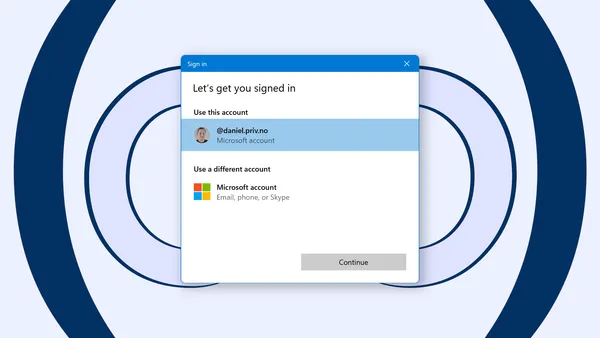 A Windows dialog asking you to select an account to sign in. the back of the upper arm.