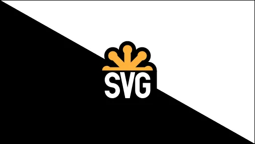 The SVG logo against a white and black background.