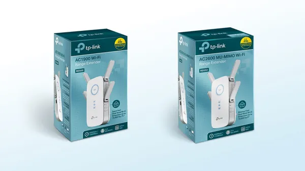The packaging for the TP-Link RE500 and RE650 Wi-Fi range extenders.