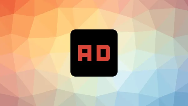 A black box labeled “Ad” with differently colored triangles in the background.