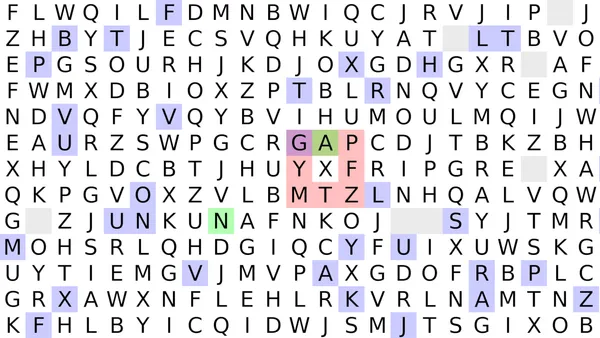 Screenshot from Typerdick showing a large grid of boxes with different letters in them.
