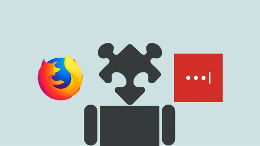 The Android logo with its head replaced by the Firefox extension mascot’s puzzle-piece-fox-head with the Firefox and LastPass icons hovering beside it.