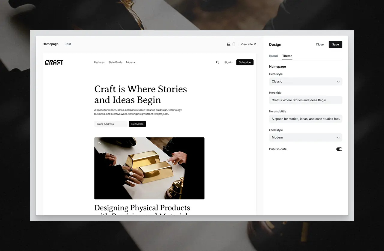 Homepage Options