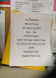 The flier for the Eagles event, shortly after it was posted in the Elberta Post Office.