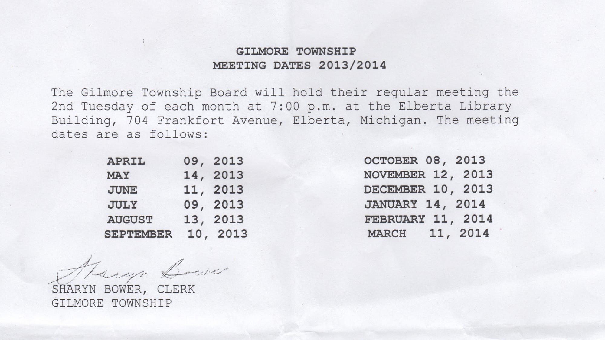 Gilmore meetings posting 2013-14