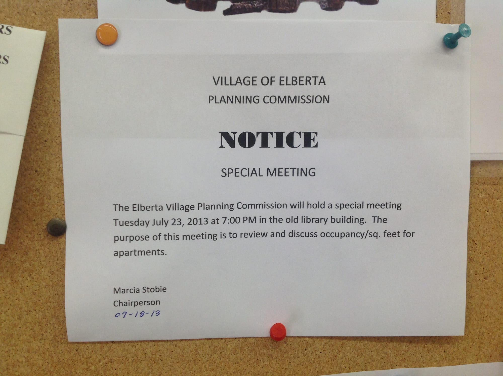 PC special meeting notice occupancy