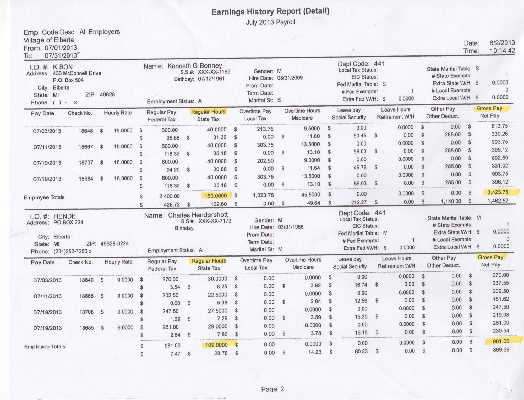 July Finances page 2