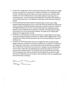 Letter written by Laura Manville to the Sheriff department in support of her request for a PPO against Bill Soper.