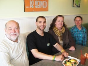Part of Bayview Grille’s staff, from left: co-owner Dale Evans, Matthew Evans, co-owner Jill Weide, and Kadie Smith. Photo by Ann Sinclair