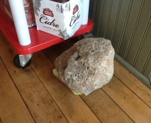 Like a rock: A large Petoskey stone at the Conundrum Café, probably not subject to the personal property tax. 