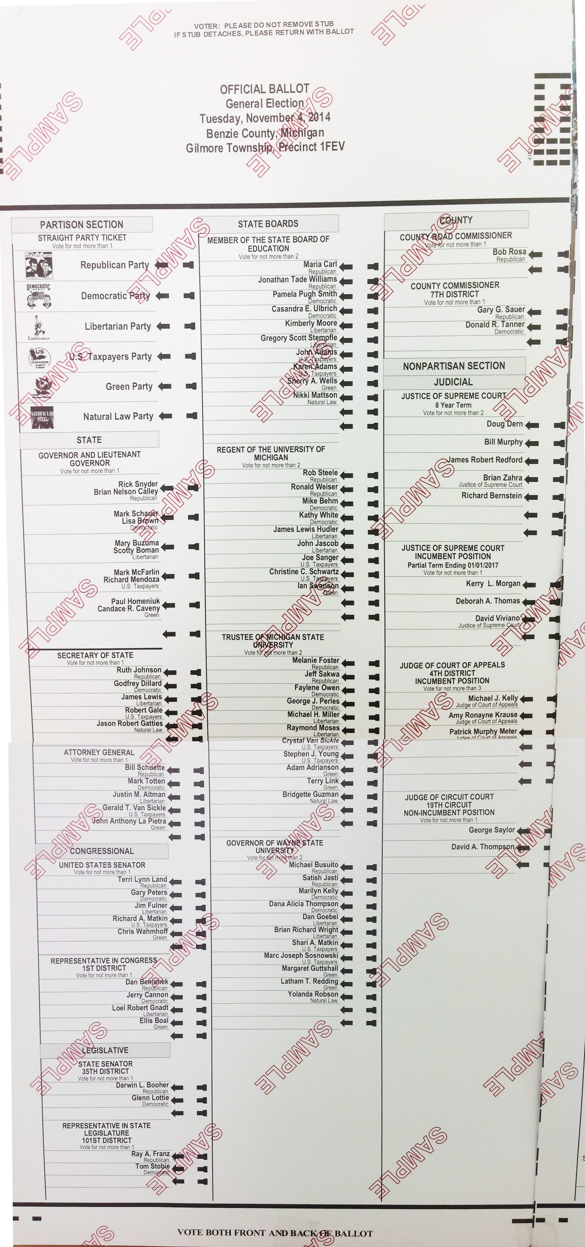 Front of 2014 ballot 5