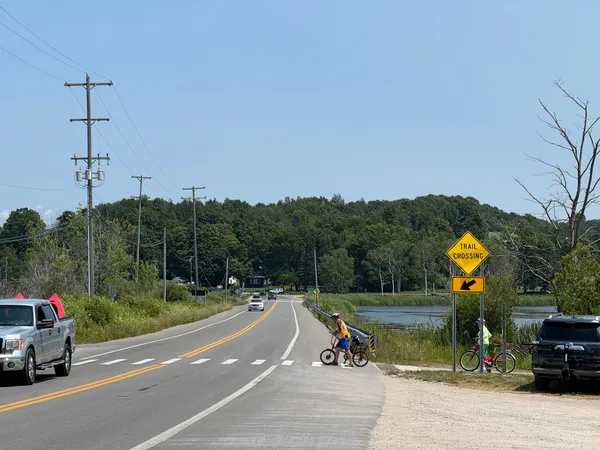 Trail Users Must Stop for Cars!