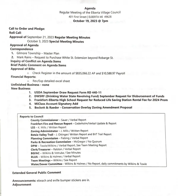 October Meeting Agenda and Office Closures