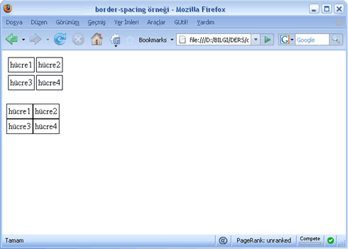 border-spacing örneği