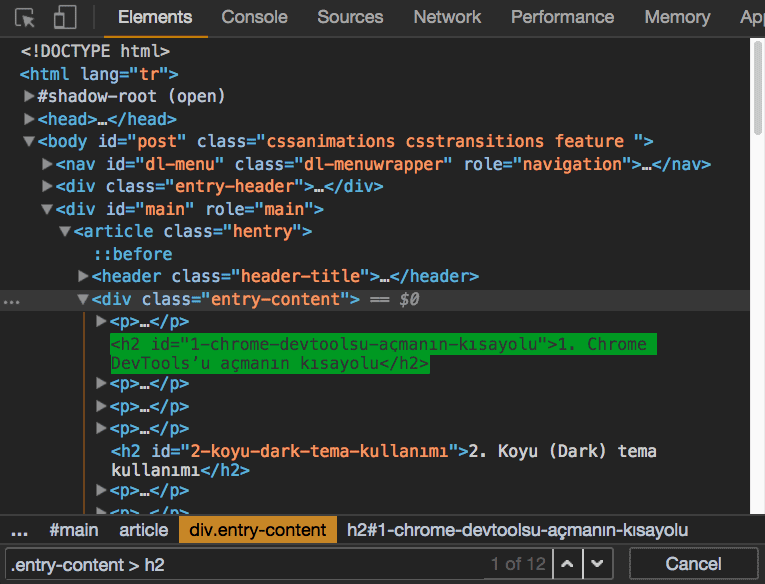 css seçicileri kullanma imkanı