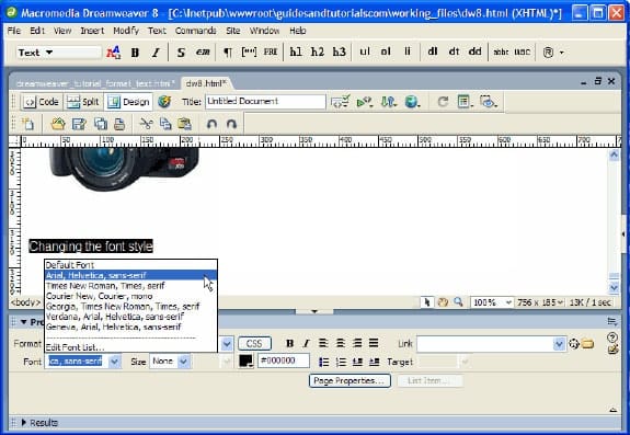 Dreamweaver yazı tipi ekleme