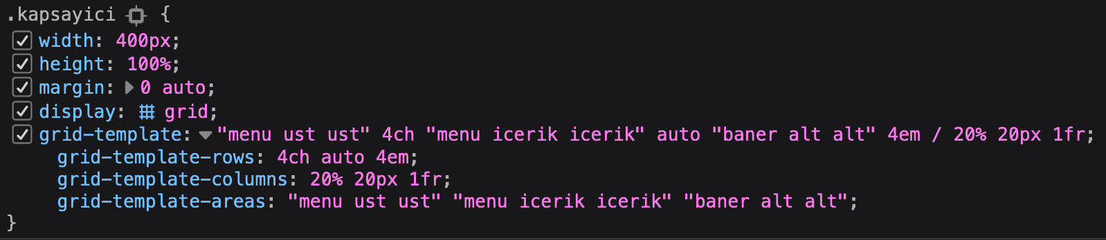 grid kısayolu detayı