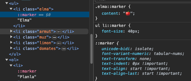 marker tarayıcıda görünümü