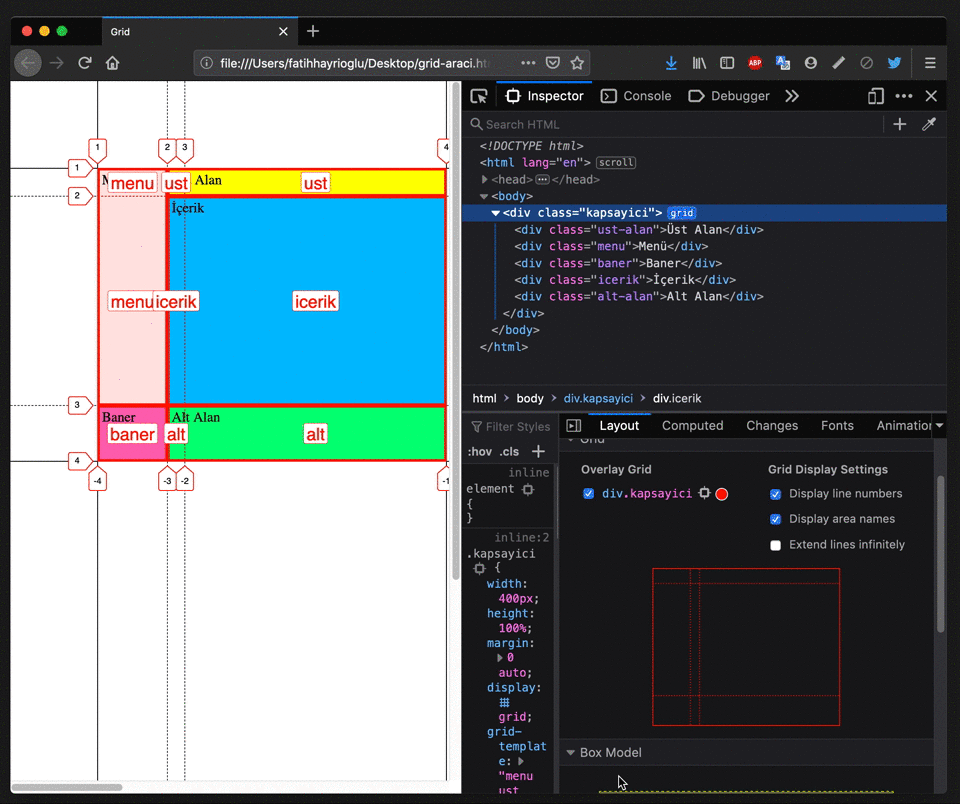 Firefox mini grid görünümü