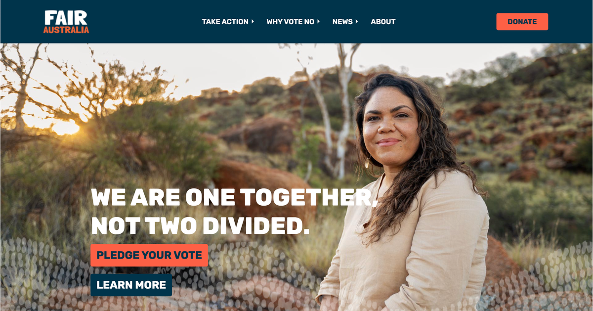 All Voices Matter - Senator Jacinta Nampijinpa Price's Fair Australia Website shows why we need to pledge to vote NO on The Voice Referendum