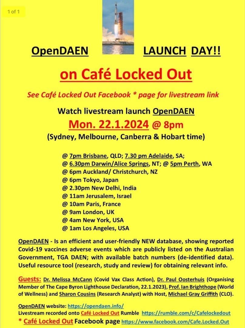 Tonight - the launch of OpenDAEN on Café Locked Out's Facebook Page