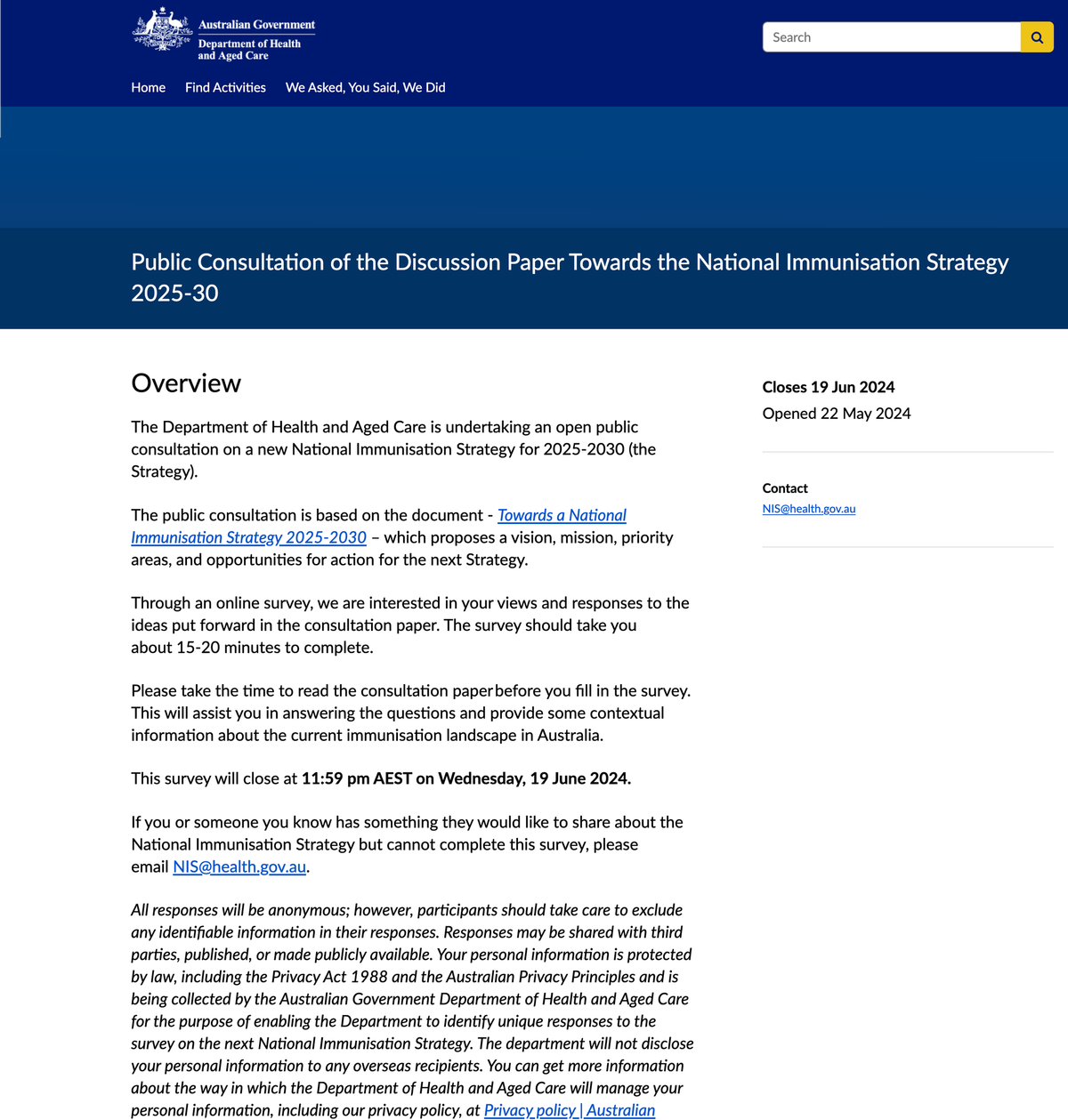 Important Action Alert: A Call for Submissions for a Public Inquiry into Vaccination Policy