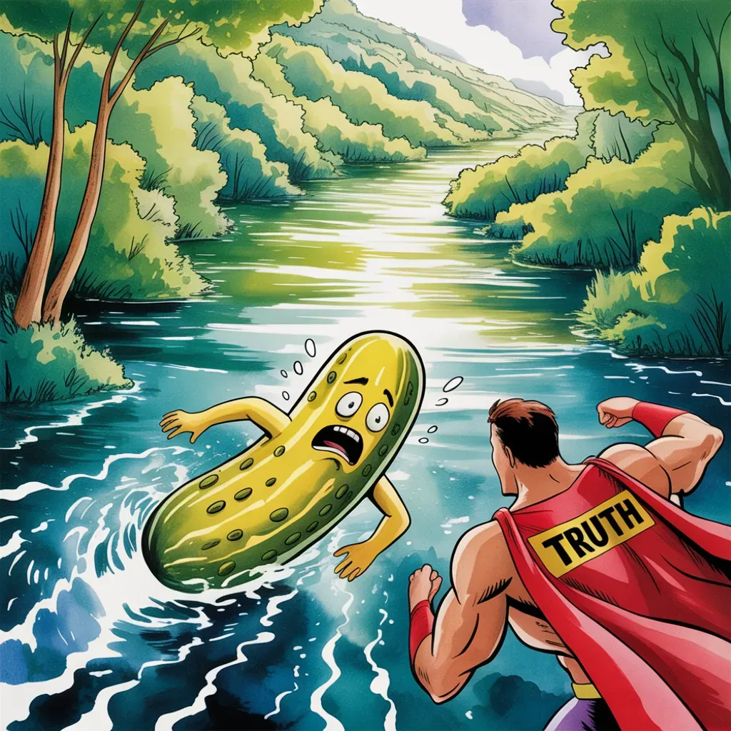 Quick update - the pickle turned yellow in record time - as he swam for dear life away from the truth...