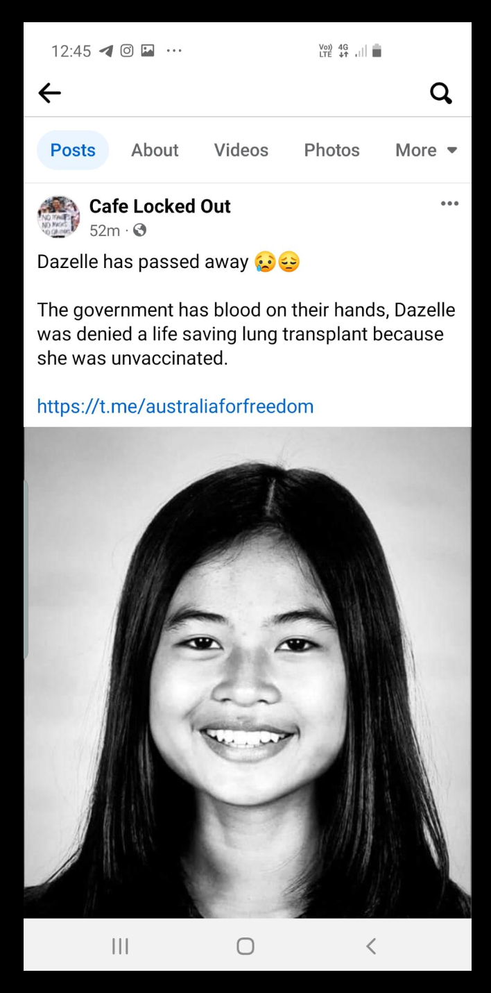 Dazelle has passed away. Denied a double-lung transplant, she was condemned to death by the monsters in the medical cartel.