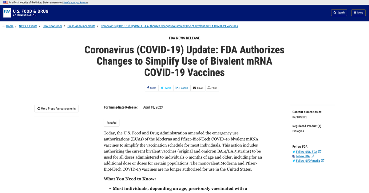 The unapproved experimental Pfizer and Moderna Vaccines are quietly withdrawn in the US. Will Australia follow?