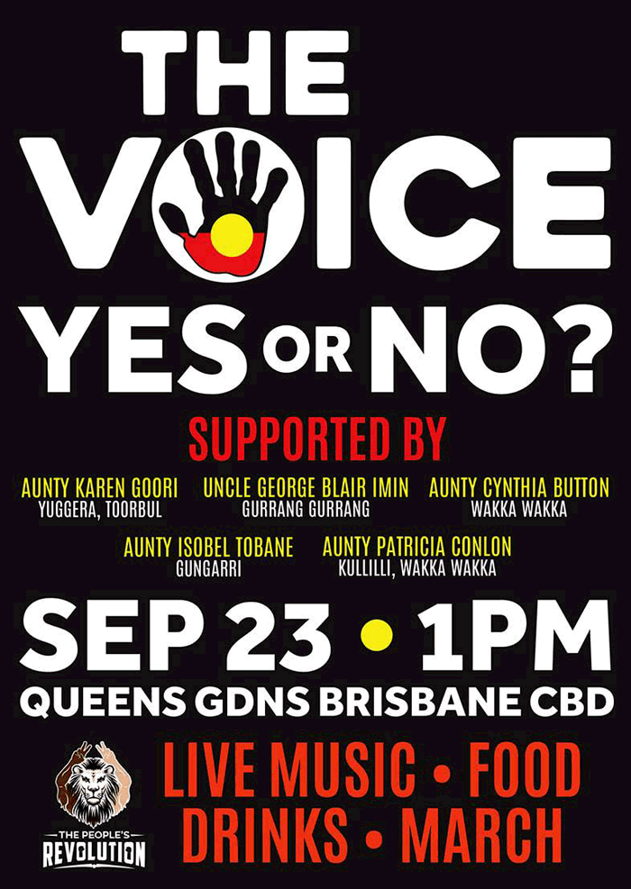 Today is the day to show your support for a united Australia without racism, division or apartheid. Queens Gardens Brisbane 1 PM