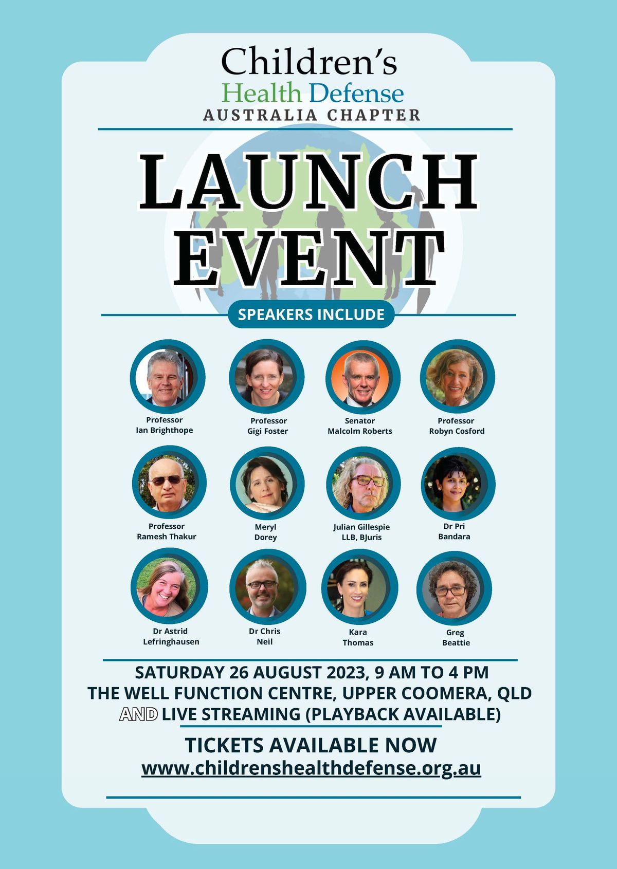 Saturday, August 26th is the launch of the Children's Health Defence in Australia! Come hear me and many other excellent speakers!
