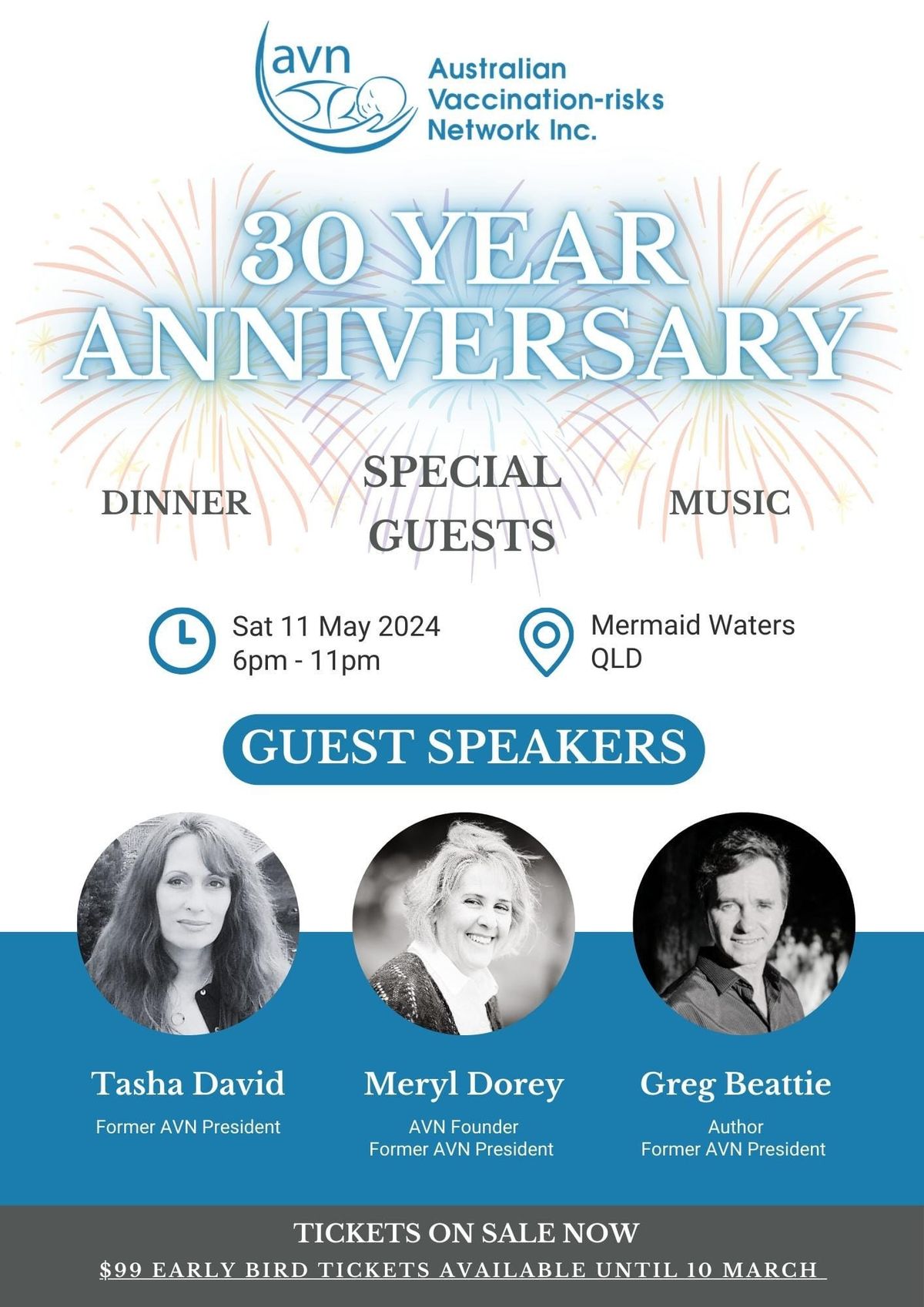 Save the Date! Saturday, May 11, 2024 - the 30th Anniversary of the Australian Vaccination Network!