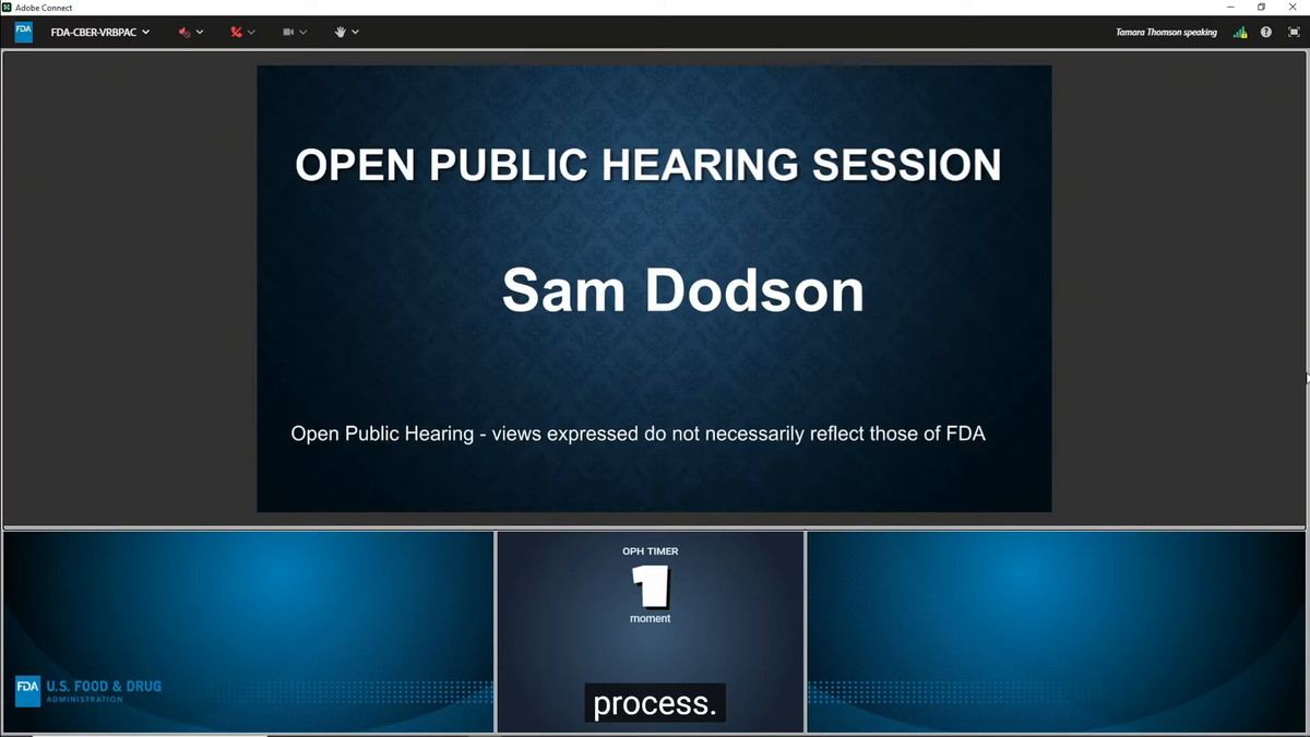 Sam Dodson's Testimony to the FDA