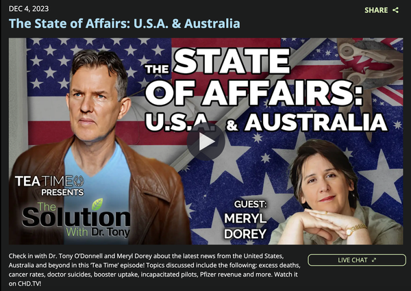 I was interviewed by Dr Tony O'Donnell on CHD TV's Tea Time today. We covered a lot of bases and it was a great conversation!