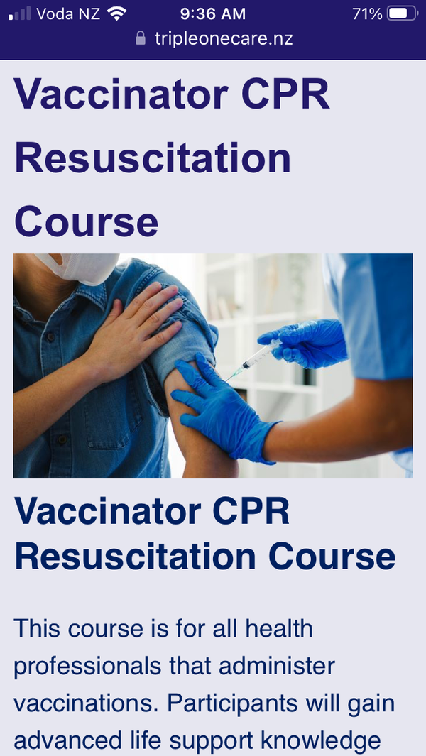 Vaccinator CPR Resuscitation Course